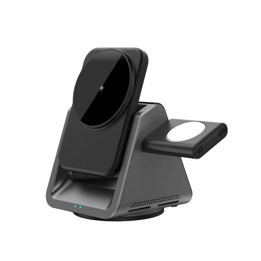 WIWU%203in1%20Kablosuz%20Şarj%20Standı%20Wiwu%20Wi-W018%20Coolpad%20Serisi%20AirPods,%20Telefon%20ve%20Akıllı%20Saat%20İçin%2015W%20Siyah