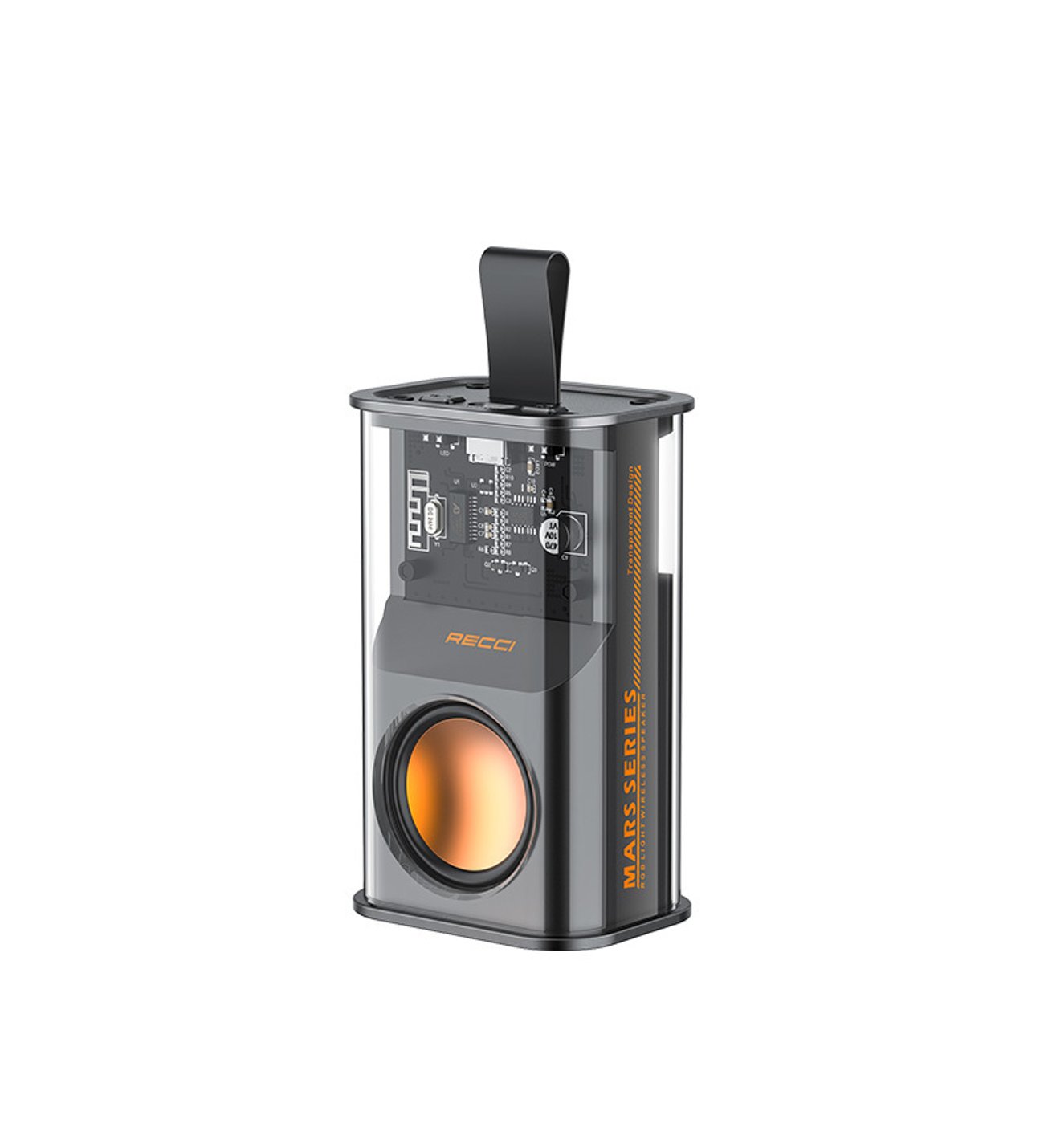Recci%20Bluetooth%205.3%20Speaker%20Hoparlör%20Recci%20RSK-W30%20Mars%20Serisi%20Hi-Fi%20Rgb%20Işıklı%20Wireless%20500MAH%20Turuncu