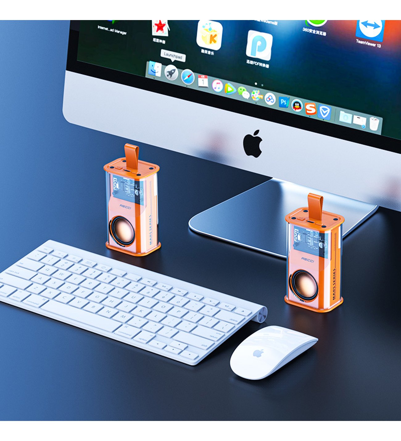 Recci%20Bluetooth%205.3%20Speaker%20Hoparlör%20Recci%20RSK-W30%20Mars%20Serisi%20Hi-Fi%20Rgb%20Işıklı%20Wireless%20500MAH%20Turuncu