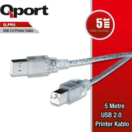 QPORT Q-PR5 USB 2.0 5 METRE PRİNTER KABLOSU