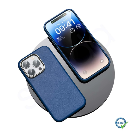 iPhone 15 Pro Spada Pelle Magsafe Dark Blue Kapak