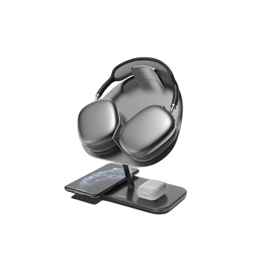 Wiwu M15 Kulaklık-Watch-Telefon Mıknatıslı Kablosuz Şarj Standı 15+15W Max