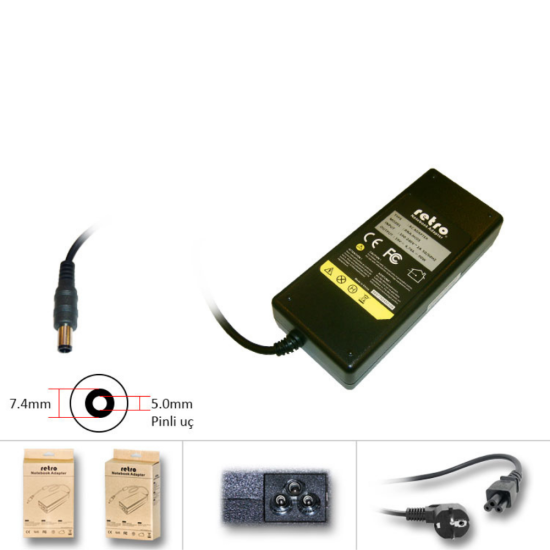 Retro Hp Compaq 90W Pimli Adaptör 7.4x5.0–RNA-HC03